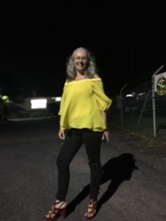 Image, heading out wearing my funky red heals and a yellow top.