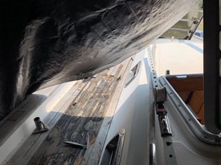 Removing the teak deck from saboteur