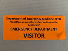 My "visitors" pass for the emergency department
