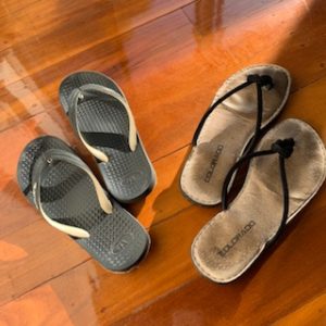 Image, the thongs I am learning to walk in.