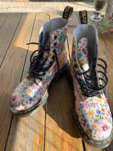 Even though I am downsizing, my gorgeous Doc Martins are staying. Image of my floral Doc Martins