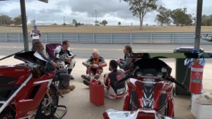 Marty and co in the pits at the race track