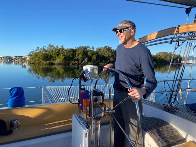 Captain Marty at the helm